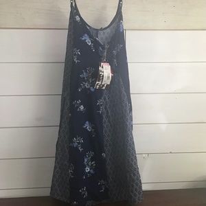 Trixxi Girl Long Strappy Swing Sun Dress Navy Blue Foral New Size M